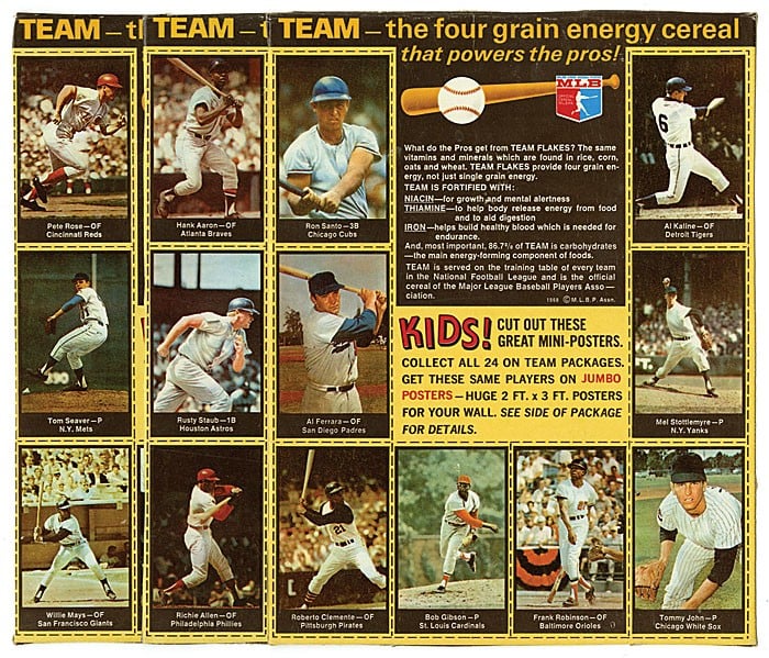 Nabisco Team Flakes baseball cards 1969