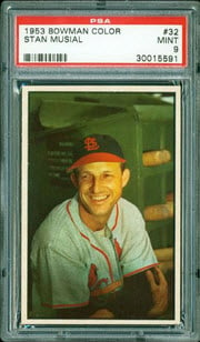 PSA 9 Stan Musial 1953 Bowman baseball card
