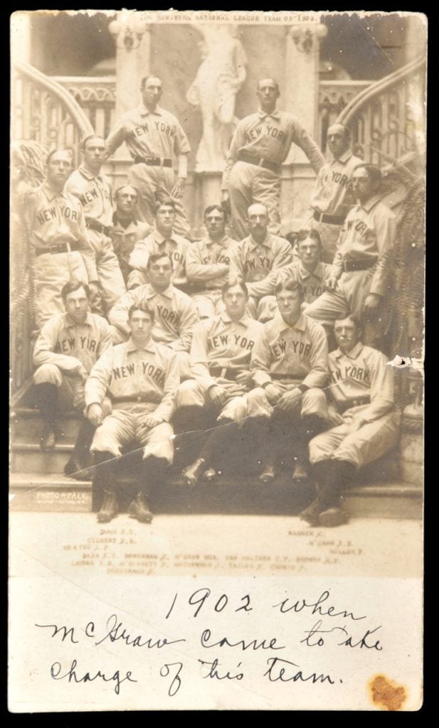 1904 New York Giants real photo postcard with the blank panel for writing at the bottom. Only the address could be written on the back.