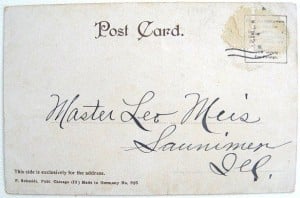 'Post Card Era' back: With the earliest real photo postcards, only the address could be written on the back. This back dates the postcard as being from 1901-07