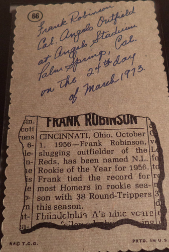 Frank Robinson back 1974 Deckle Edge