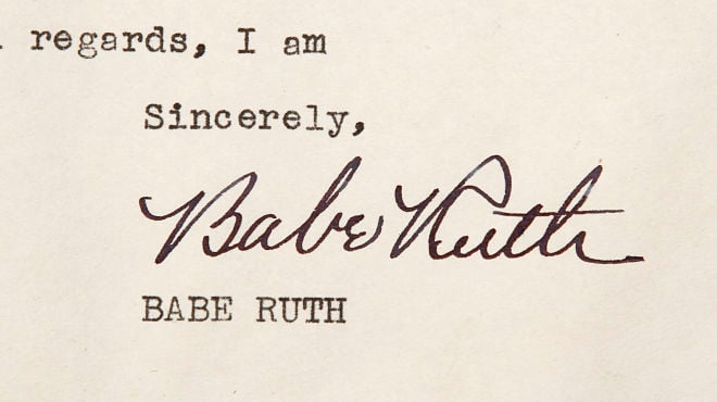 Babe Ruth Signed Letter Now Up for Bid Was Sold for $1