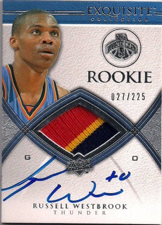 2008 Exquisite Collection Rookie Patch Autograph Russell Westbrook #93  145/225 PSA 9