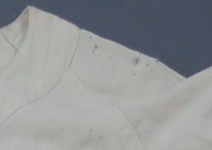 insect holes in flannel jersey