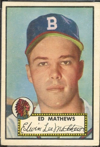 Eddie Mathews 1952 Topps baseball rookie card
