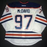 Game worn Connor McDavid first game jersey