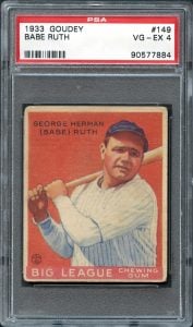 Babe Ruth 1933 Goudey baseball card 149 PSA 4