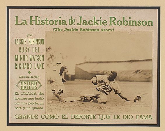 1950 Spanish language lobby card The Jackie Robinson Story