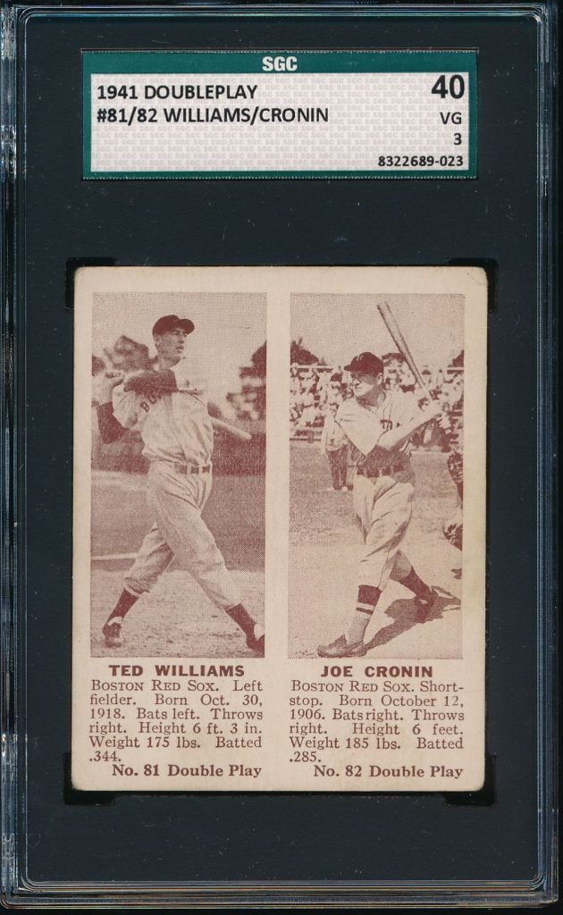 Image of 1941 Double Play Ted Williams and Joe Cronin card.