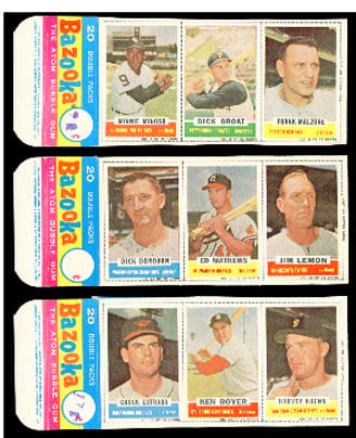 Bazooka baseball card panels 1961
