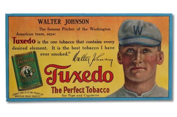 Tuxedo Tobacco Walter Johnson display ad
