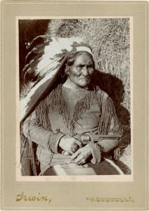 Cabinet card of legendary Apache warrior and leader Geronimo