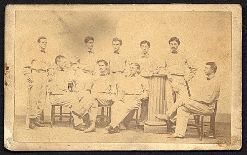 Carte de visite of the 1866 Harvard baseball team 
