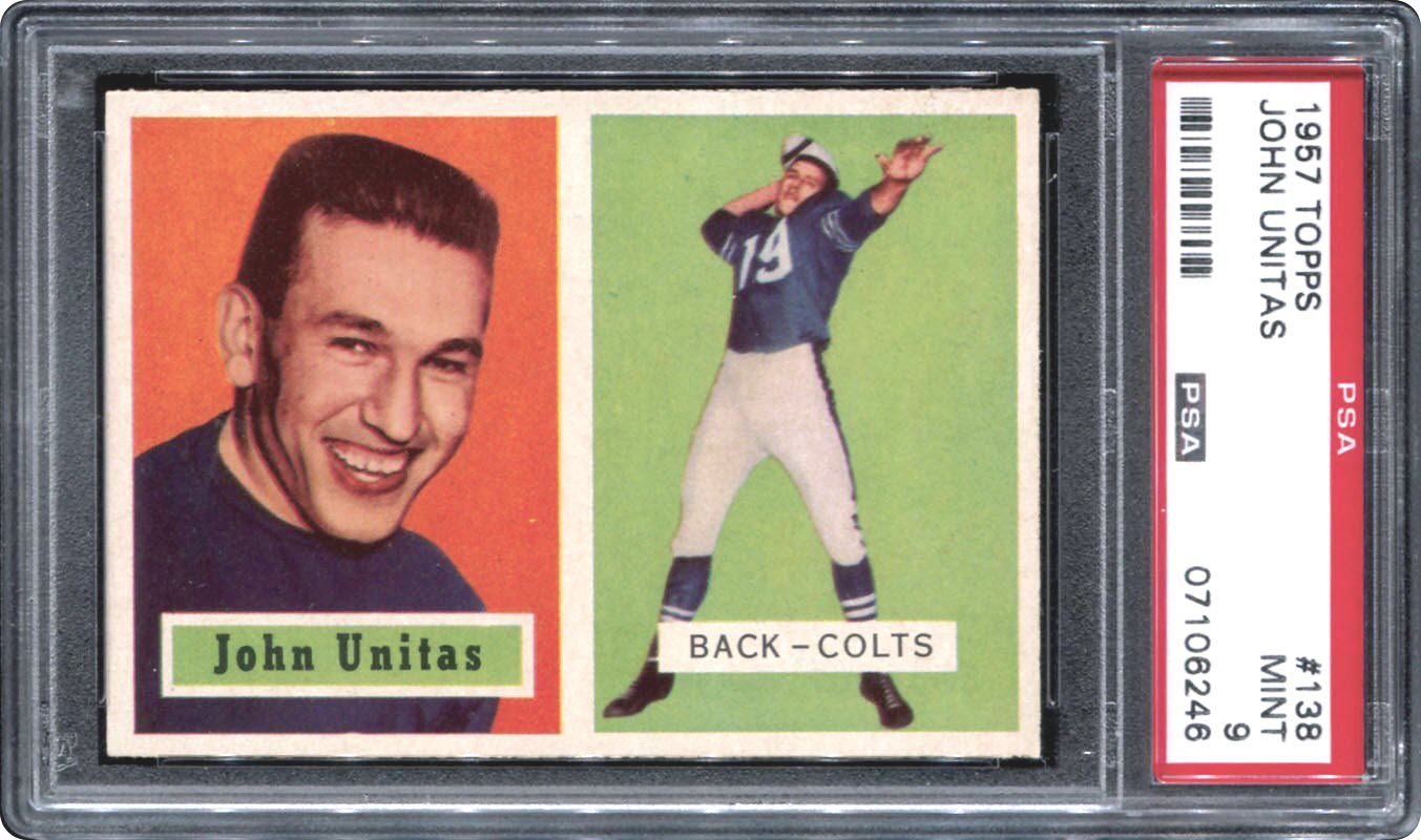 Johnny Unitas rookie 1957 Topps rookie card PSA 9