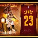 Autographed LeBron James jersey collage