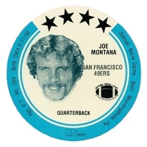 Joe Montana 1981 Holsum Gardners discs