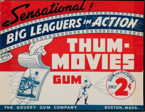 Advertising card 1930s Goudey Baseball Movies Gum