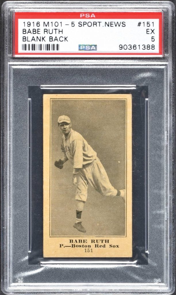 M101-5 Babe Ruth 1916 rookie card PSA 7