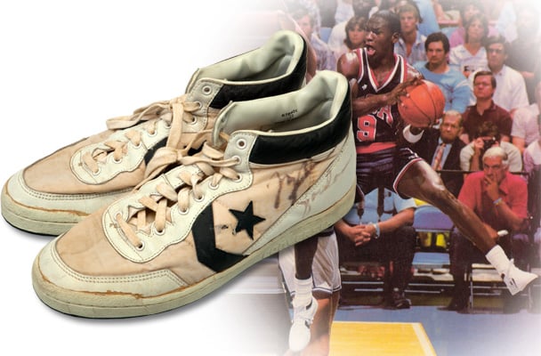 1984 Olympic basketball final game worn shoes Michael Jordan Converse