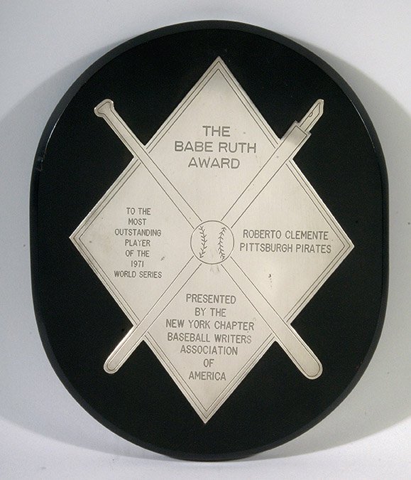 1971 Babe Ruth World Series MVP award Roberto Clemente