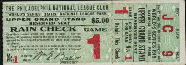 World Series ticket 1915 Philadelphia