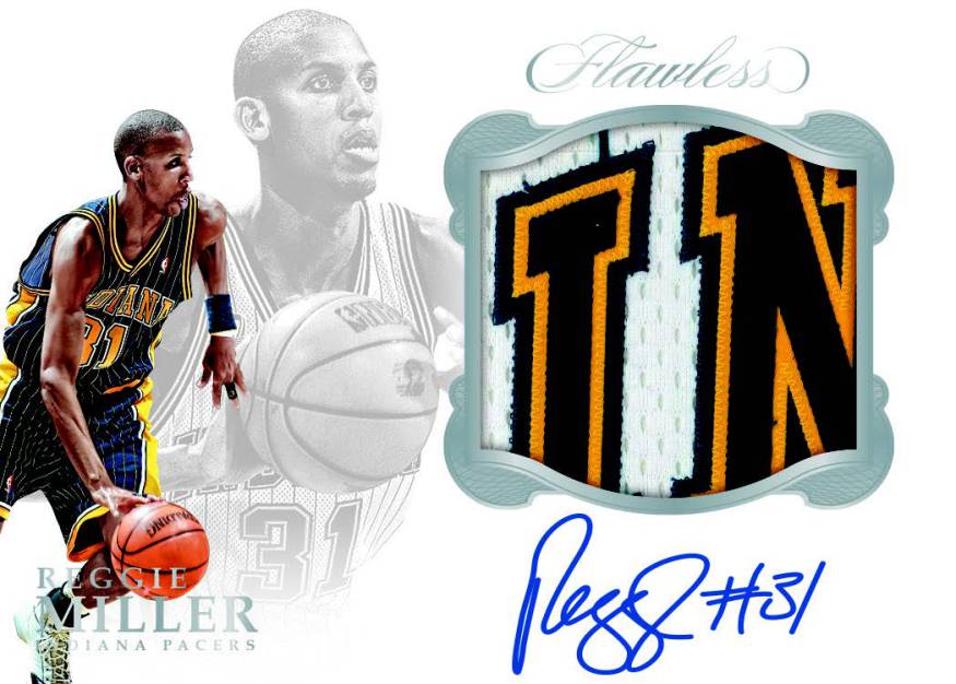 Reggie Miller autographed card 2016 Panini Flawless Star Swatch Signatures