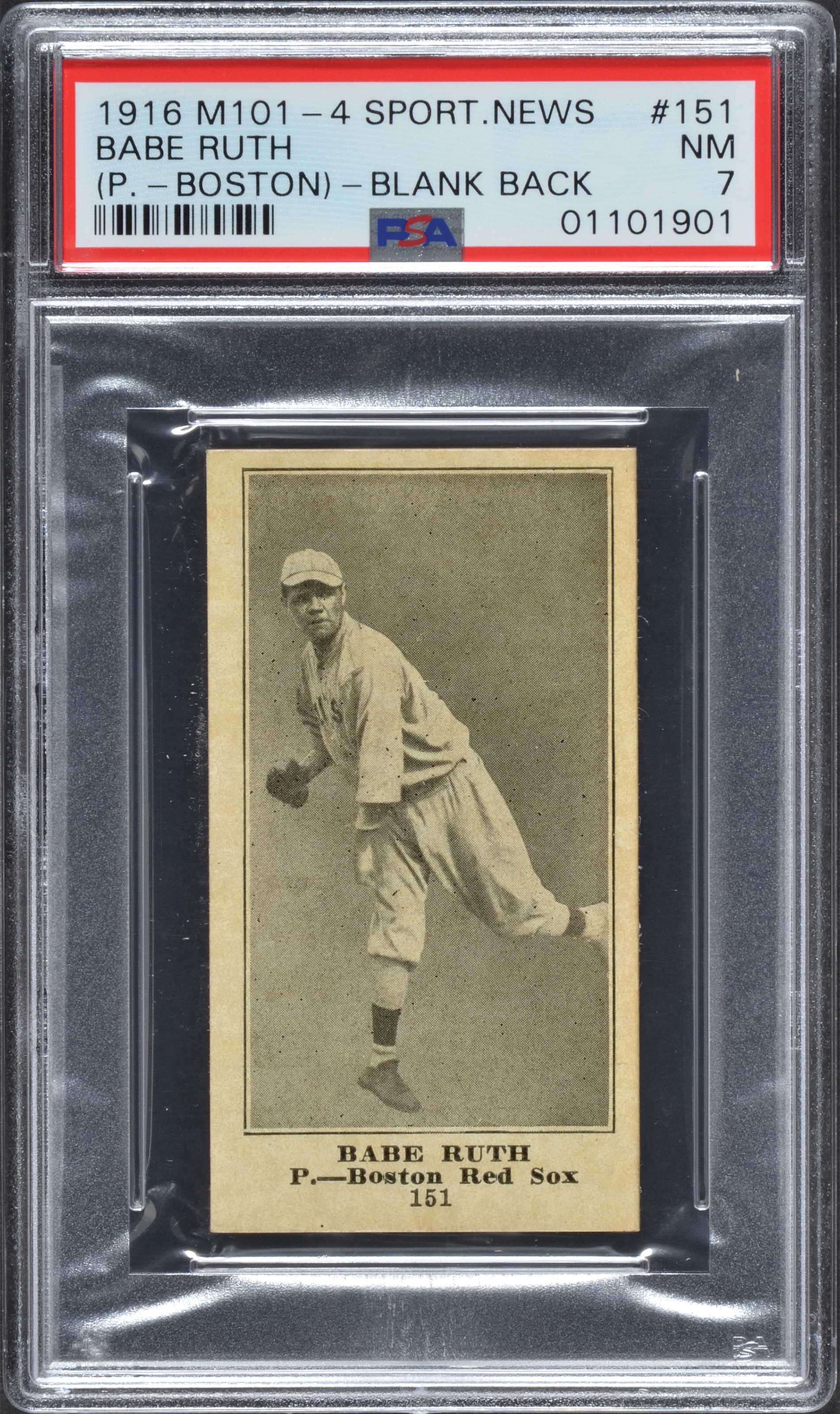 1916 Babe Ruth rookie card PSA 7 near mint