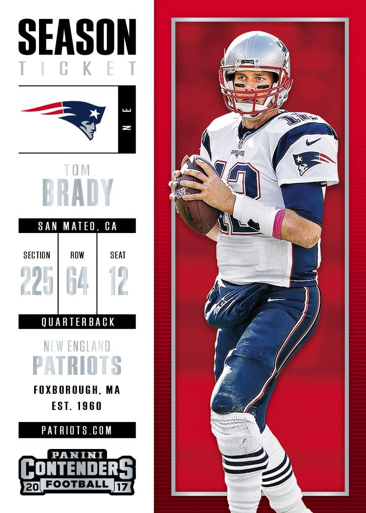 Tom Brady football card 2017 Panini Contenders