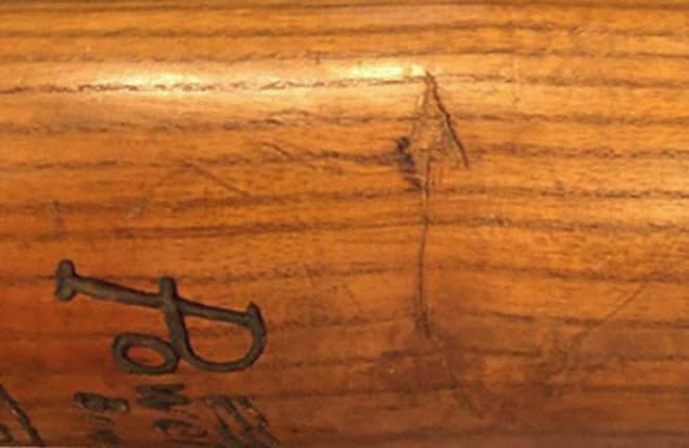 1932 Babe Ruth bat carved arrow