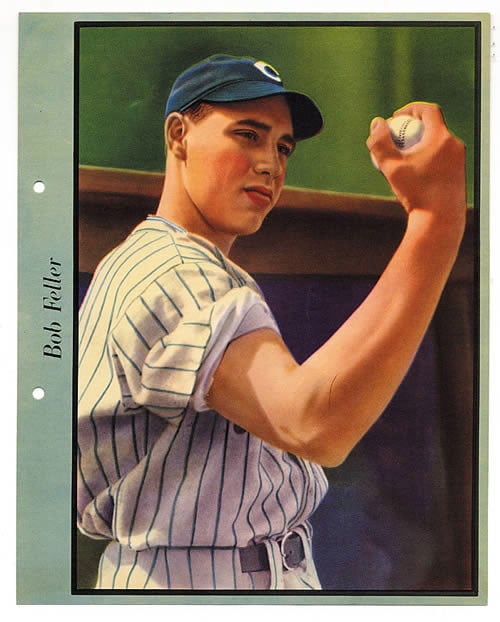 Five Baseball Cards of the Legendary Bob Feller as a Teenager