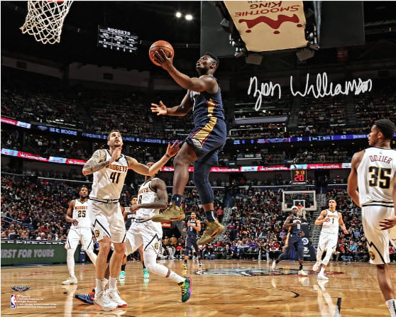 Zion Williamson New Orleans Pelicans Autographed 8 x 10 Dunk in Red  Jersey Photograph