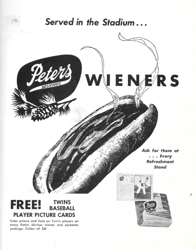 1961 Peters Meats Twins Cards MLB to Minnesota