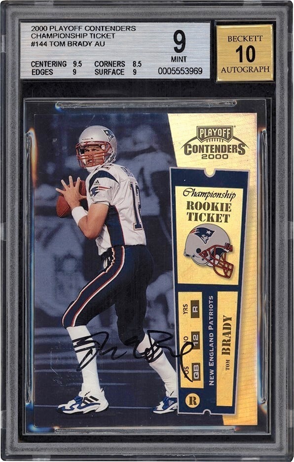 BGS 9 Tom Brady Contenders Championship Ticket Auto Poised to Set Football  Card Record