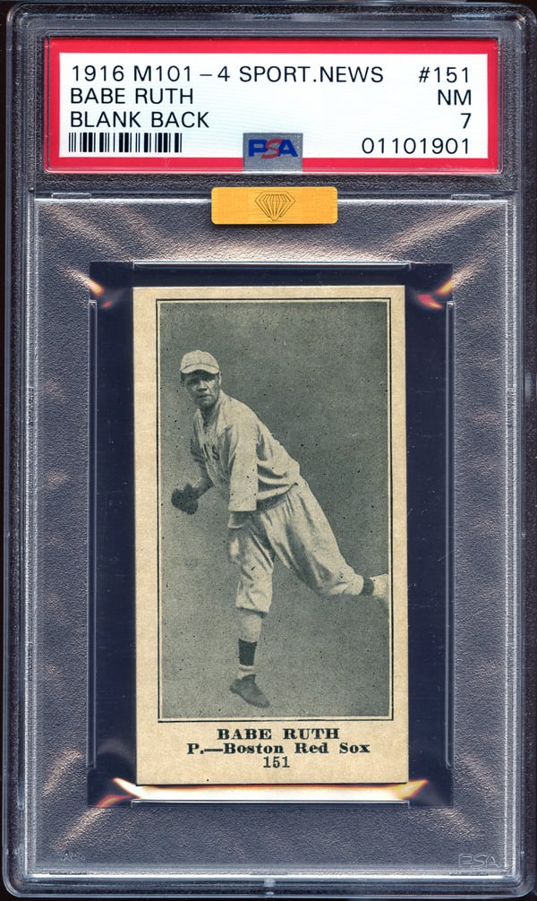 High-Grade 1916 M101-4 Babe Ruth Rookie Card Coming to Auction