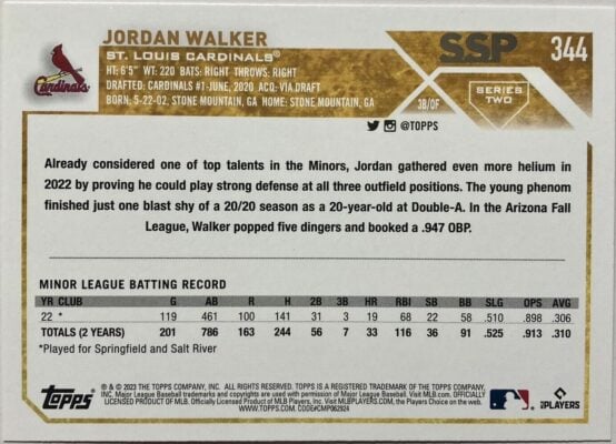 Jordan Walker 2023 Topps Living Set #647 Limited Edition Rookie