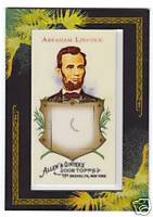 2008 Topps Allen & Ginter Abraham Lincoln hair relic card