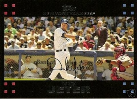 2007 Topps Derek Jeter card with guests Mickey Mantle and George W Bush